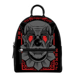 Scary Joker Card Print Leather Backpack