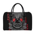Scary Joker Card Print Leather Duffle Bag
