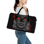 Scary Joker Card Print Leather Duffle Bag