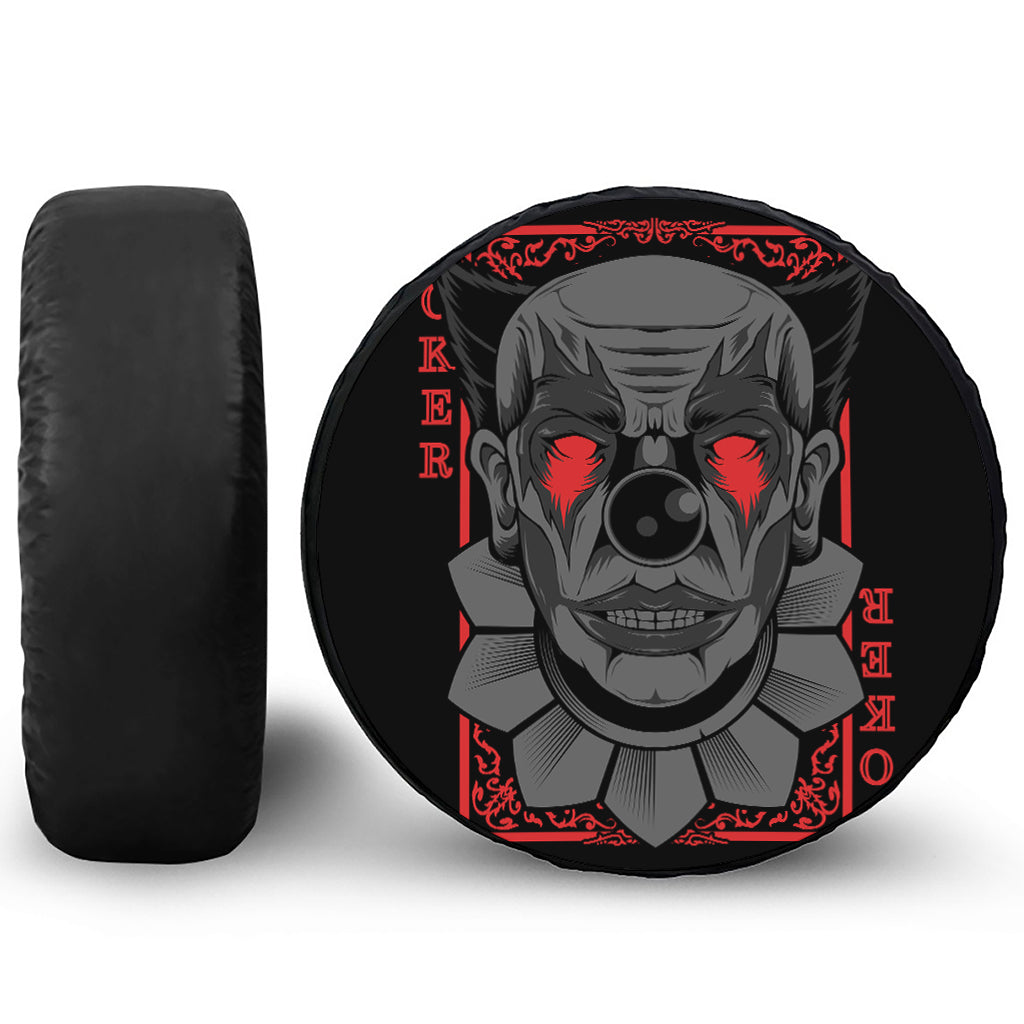 Scary Joker Card Print Leather Spare Tire Cover