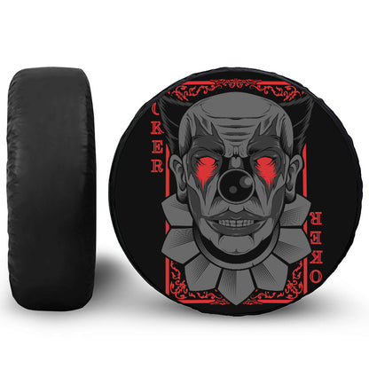 Scary Joker Card Print Leather Spare Tire Cover