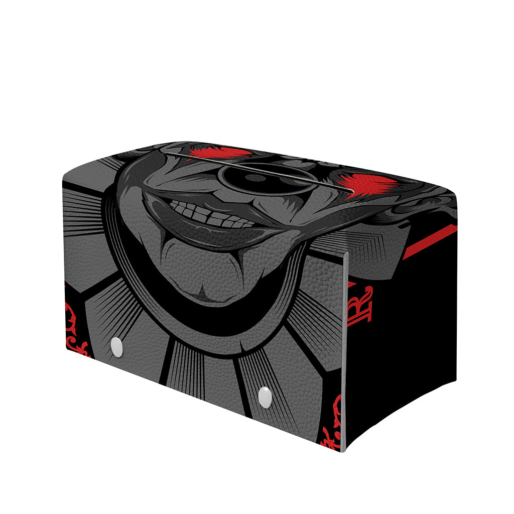 Scary Joker Card Print Leather Tissue Box Cover