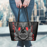 Scary Joker Card Print Leather Tote Bag