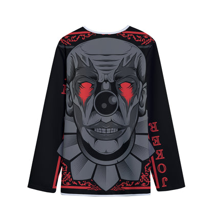 Scary Joker Card Print Long Sleeve Short Coat