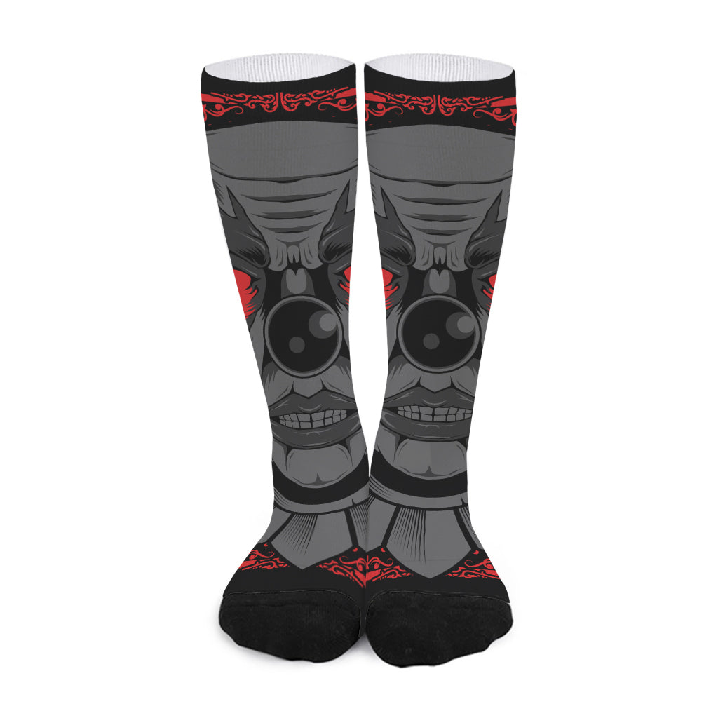 Scary Joker Card Print Long Socks