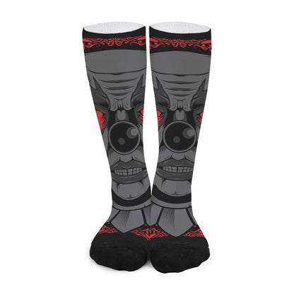 Scary Joker Card Print Long Socks