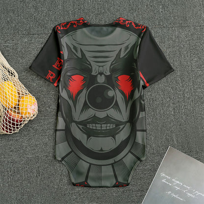 Scary Joker Card Print Men's Bodysuit