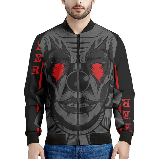 Scary Joker Card Print Men's Bomber Jacket