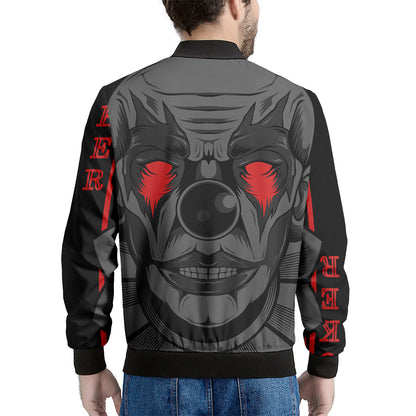 Scary Joker Card Print Men's Bomber Jacket