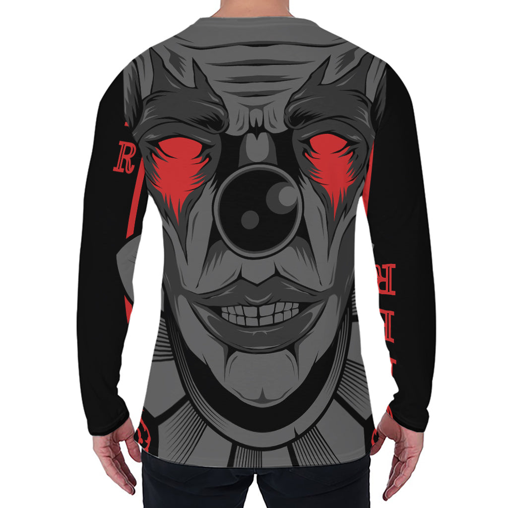 Scary Joker Card Print Men's Long Sleeve T-Shirt