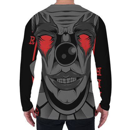Scary Joker Card Print Men's Long Sleeve T-Shirt