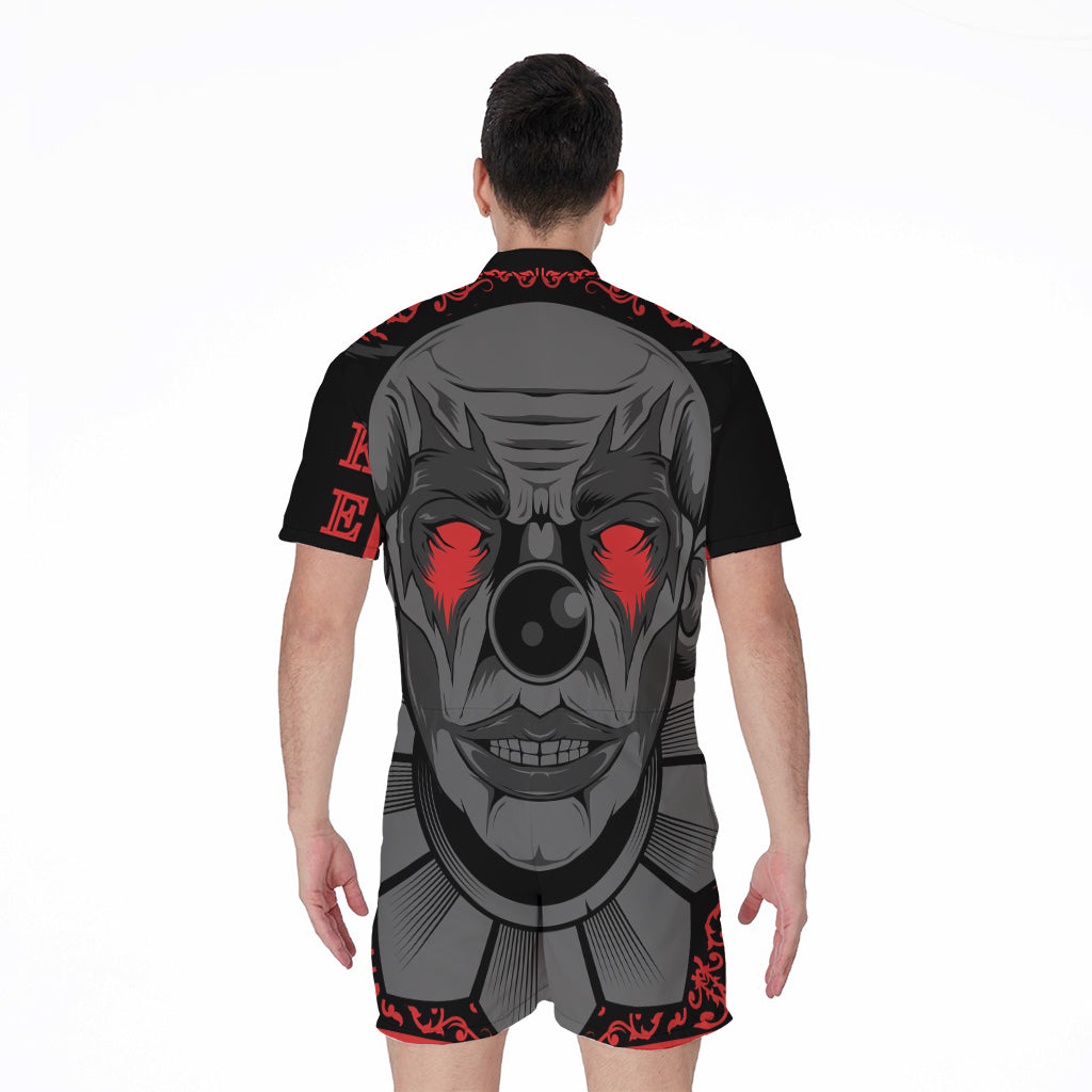 Scary Joker Card Print Men's Rompers