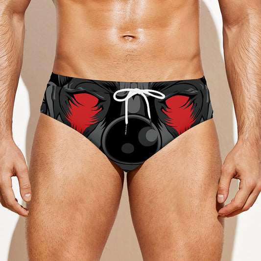 Scary Joker Card Print Men's Swim Briefs