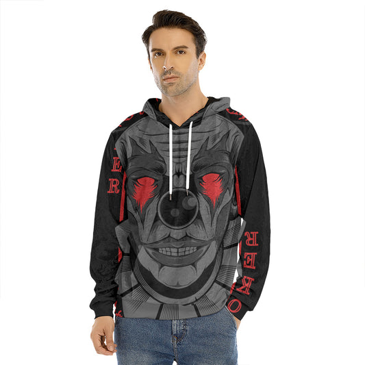 Scary Joker Card Print Men's Velvet Pullover Hoodie