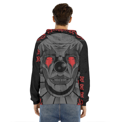 Scary Joker Card Print Men's Velvet Pullover Hoodie
