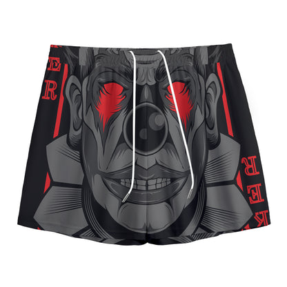 Scary Joker Card Print Mesh Shorts