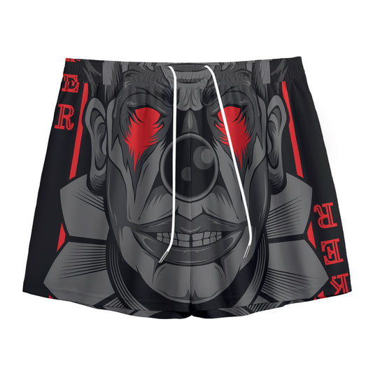 Scary Joker Card Print Mesh Shorts
