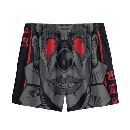Scary Joker Card Print Mesh Shorts