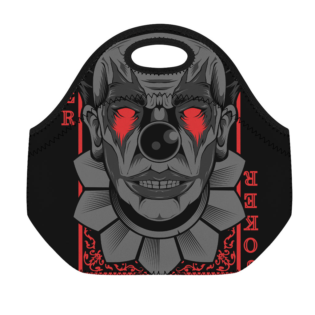 Scary Joker Card Print Neoprene Lunch Bag