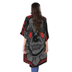 Scary Joker Card Print Open Front Beach Cover Up