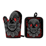 Scary Joker Card Print Oven Mitt And Pot Holder Set