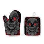 Scary Joker Card Print Oven Mitt And Pot Holder Set