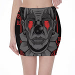 Scary Joker Card Print Pencil Mini Skirt