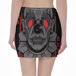 Scary Joker Card Print Pencil Mini Skirt