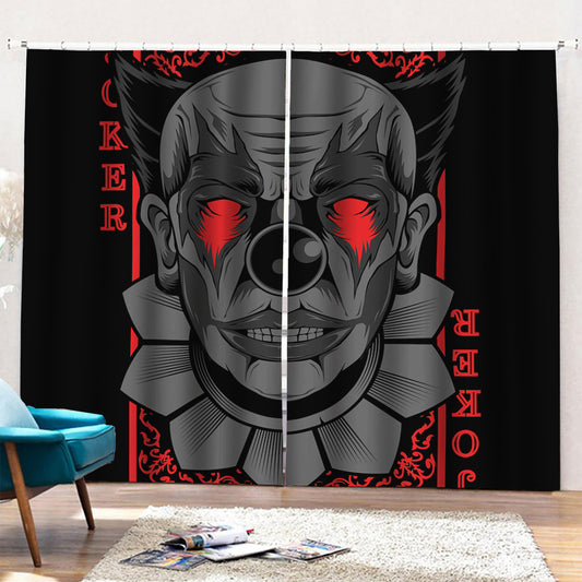 Scary Joker Card Print Pencil Pleat Curtains