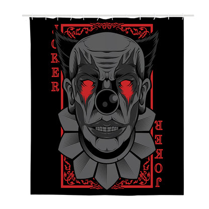 Scary Joker Card Print Polyester Shower Curtain