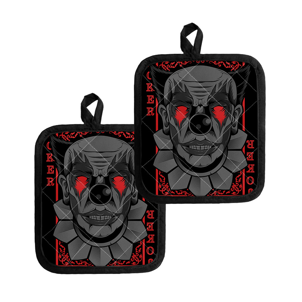 Scary Joker Card Print Pot Holders