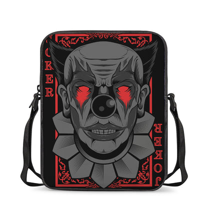 Scary Joker Card Print Rectangular Crossbody Bag