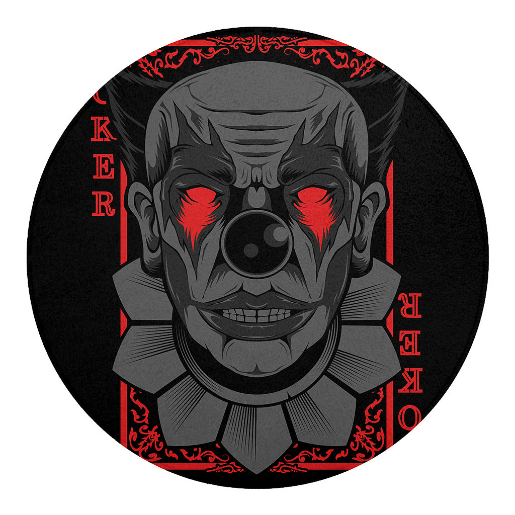 Scary Joker Card Print Round Blanket