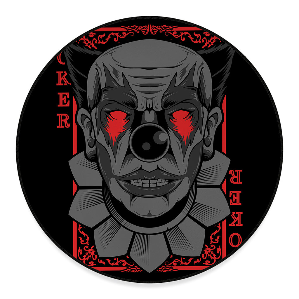 Scary Joker Card Print Round Floor Mat
