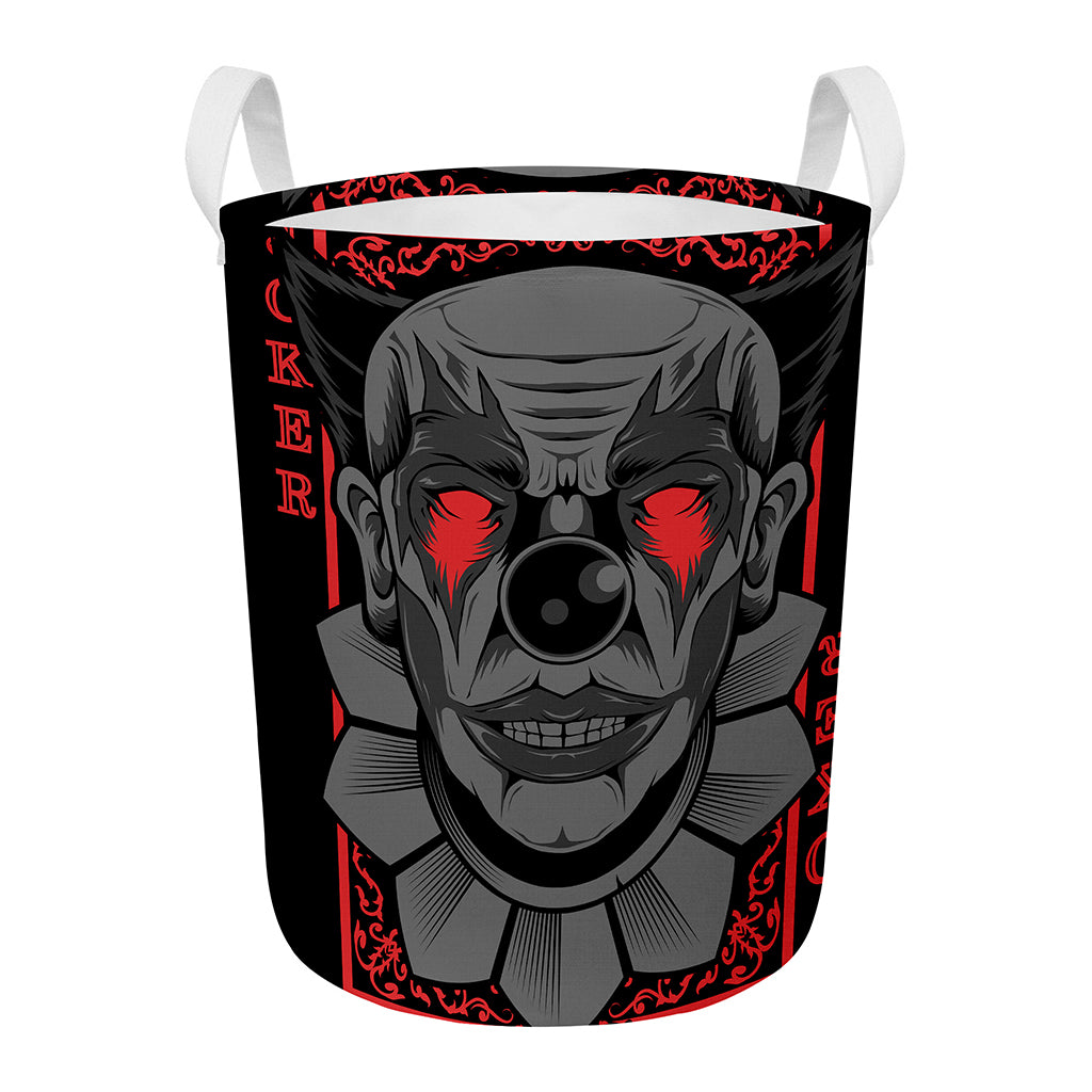 Scary Joker Card Print Round Laundry Basket