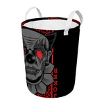Scary Joker Card Print Round Laundry Basket