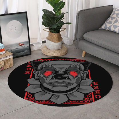 Scary Joker Card Print Round Rug