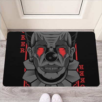 Scary Joker Card Print Rubber Doormat