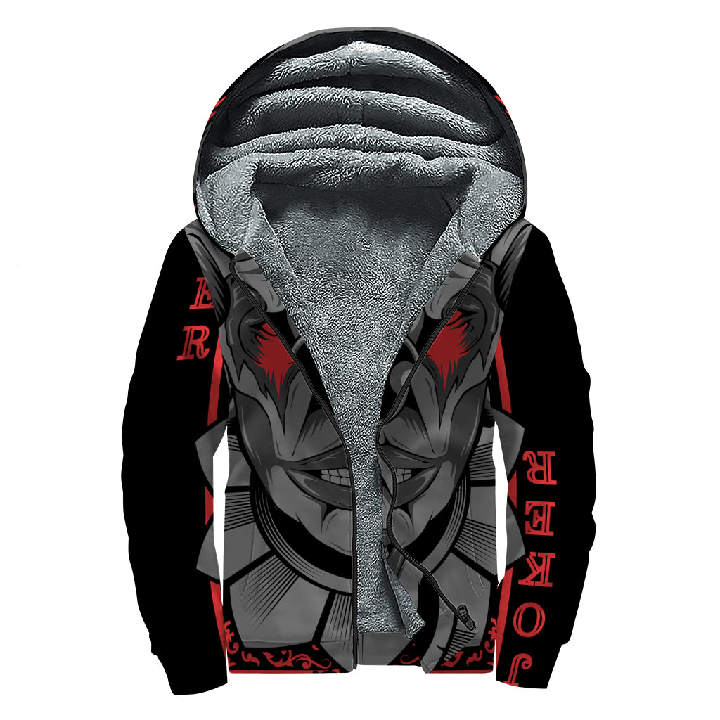 Scary Joker Card Print Sherpa Lined Zip Up Hoodie