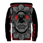 Scary Joker Card Print Sherpa Lined Zip Up Hoodie