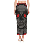 Scary Joker Card Print Side Slit Maxi Skirt