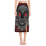 Scary Joker Card Print Side Slit Midi Skirt