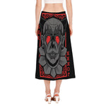 Scary Joker Card Print Side Slit Midi Skirt