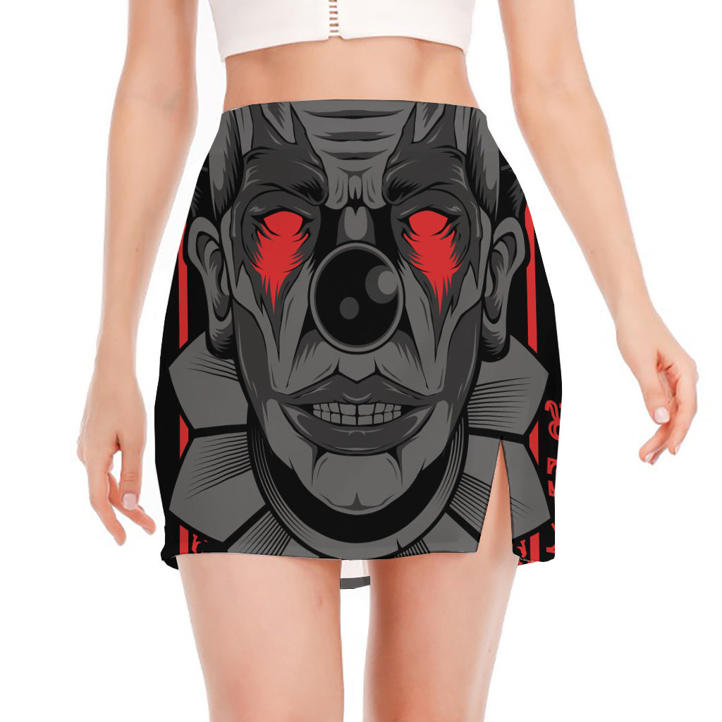 Scary Joker Card Print Side Slit Mini Skirt