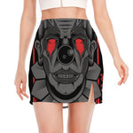 Scary Joker Card Print Side Slit Mini Skirt