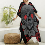 Scary Joker Card Print Silk V-Neck Kaftan Dress