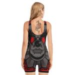Scary Joker Card Print Sleeveless One Piece Swimsuit