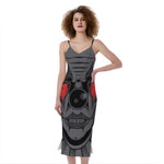 Scary Joker Card Print Slim Fit Midi Cami Dress