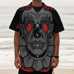 Scary Joker Card Print Textured Short Sleeve Shirt