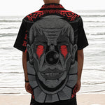 Scary Joker Card Print Textured Short Sleeve Shirt